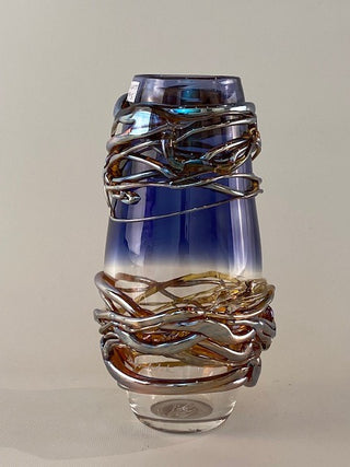 "Blue Golden Trailing Vase" available at Artifex 