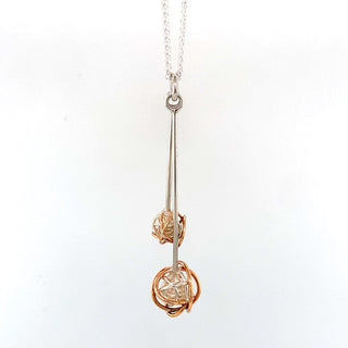 "Double drop ball with 9ct rose gold Necklace" available at Artifex 