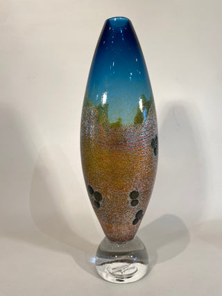 Cordial Blue Silver Gold Vase