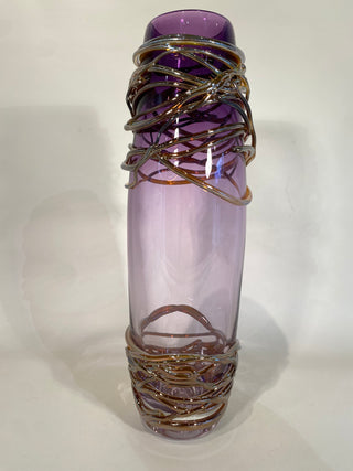 Large Purple Gold/ Silver Trailing Vase