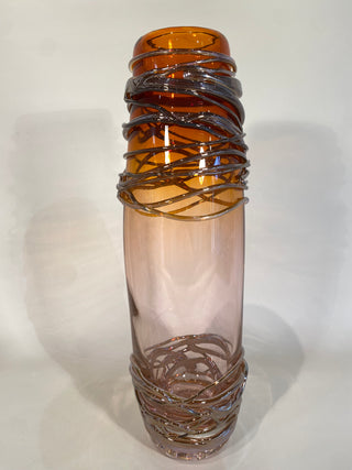 Large Brown Gold/ Silver Trailing Vase