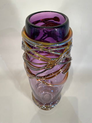 Large Purple Gold/ Silver Trailing Vase