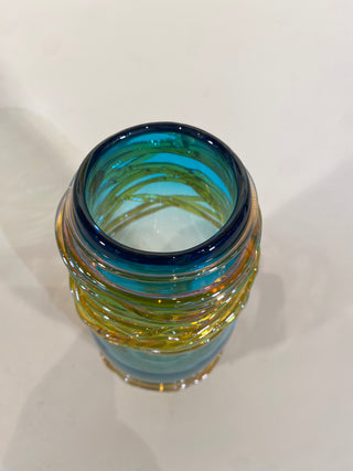 "Blue/Turquoise Golden Trailing Vase" available at Artifex