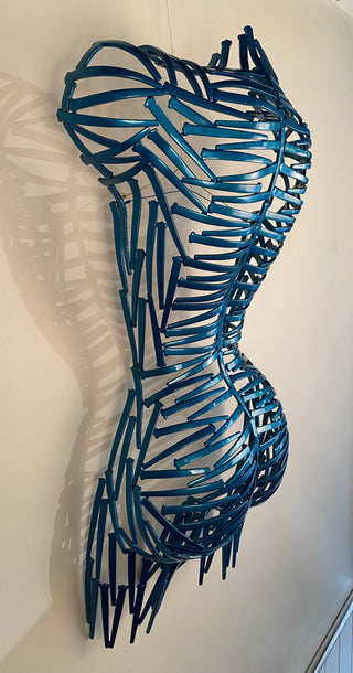""Nailed It" Wall hanging Torso Back in Mercedes Blue" available at Artifex