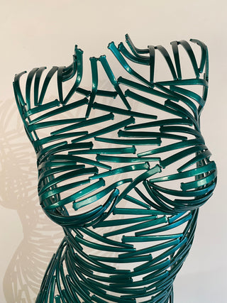 ""Nailed It"  Torso Front in BMW Green on Steel Base" available at Artifex