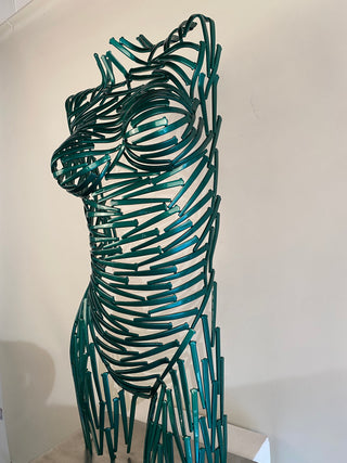 ""Nailed It"  Torso Front in BMW Green on Steel Base" available at Artifex