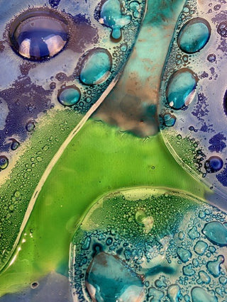 "Fused Glass Bubble Dish" available at Artifex