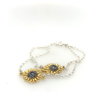 "Sunflower Silver and Gold plate Bracelet" available at Artifex 