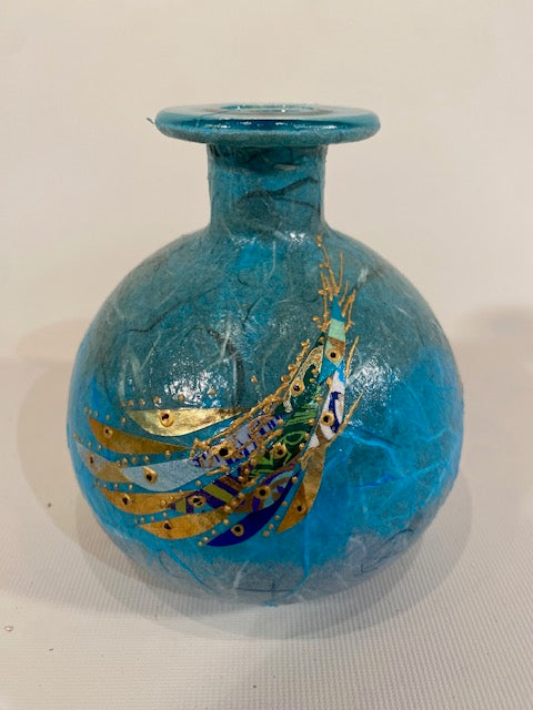 "Glass Vase with Silk Paper & Foil Fish Decoration" available at Artifex 