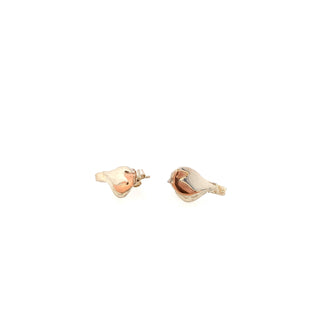 "9 carat rose gold silver Robin stud earrings" available at Artifex 