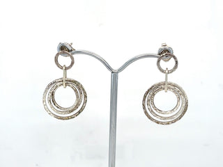 "Hammered hoop Drop stud Earrings" available at Artifex 