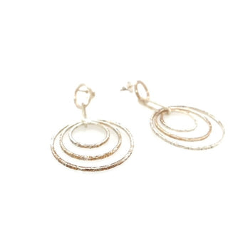 "Silver three hooped dangling studs earrings" available at Artifex 