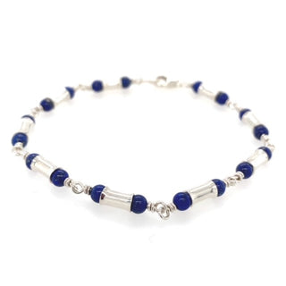 "lapis lazuli Silver bamboo bracelet" available at Artifex 