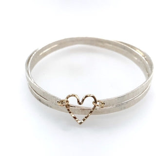 "9ct heart Hammered spiral bangle" available at Artifex 