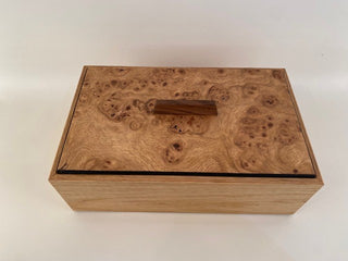 "Oak and burr Oak Jewellery Box" available at Artifex 