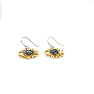 "Medium Sunflower Drop Earrings" available at Artifex 