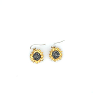 "Medium Sunflower Drop Earrings" available at Artifex 