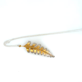 "Medium Silver Gold Plate Fern Necklace" available at Artifex 