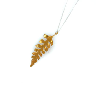 "Medium Silver Gold Plate Fern Necklace" available at Artifex 