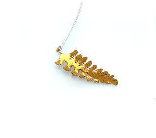 "Medium Silver Gold Plate Fern Necklace" available at Artifex 