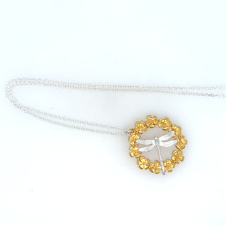 "Silver Gold Plated Enchanted Dragonfly & Flower Necklace" available at Artifex 