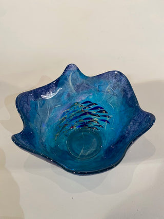 "Glass Bowl with Silk Paper & Foil Fish Decoration" available at Artifex 