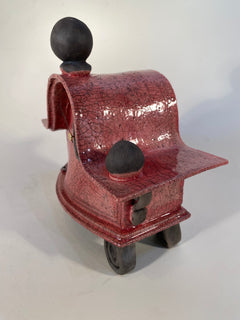 Small Wide Pink Raku Mantle Clock