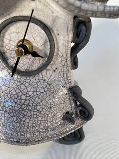 Small White Raku Mantle Clock