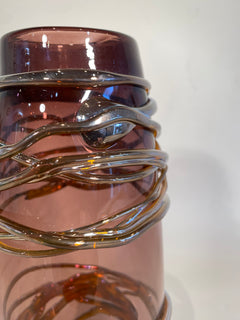 Silver and Red Trailing vase