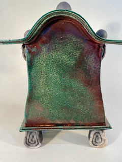 Medium Copper Teal Raku Mantle Clock