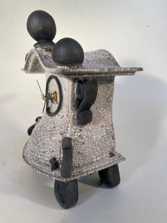 Small White Raku Mantle Clock
