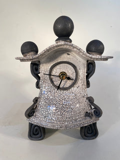 Small White Raku Mantle Clock