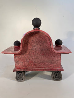 Small Wide Pink Raku Mantle Clock