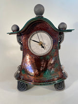 Medium Copper Teal Raku Mantle Clock