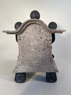 Small White Raku Mantle Clock