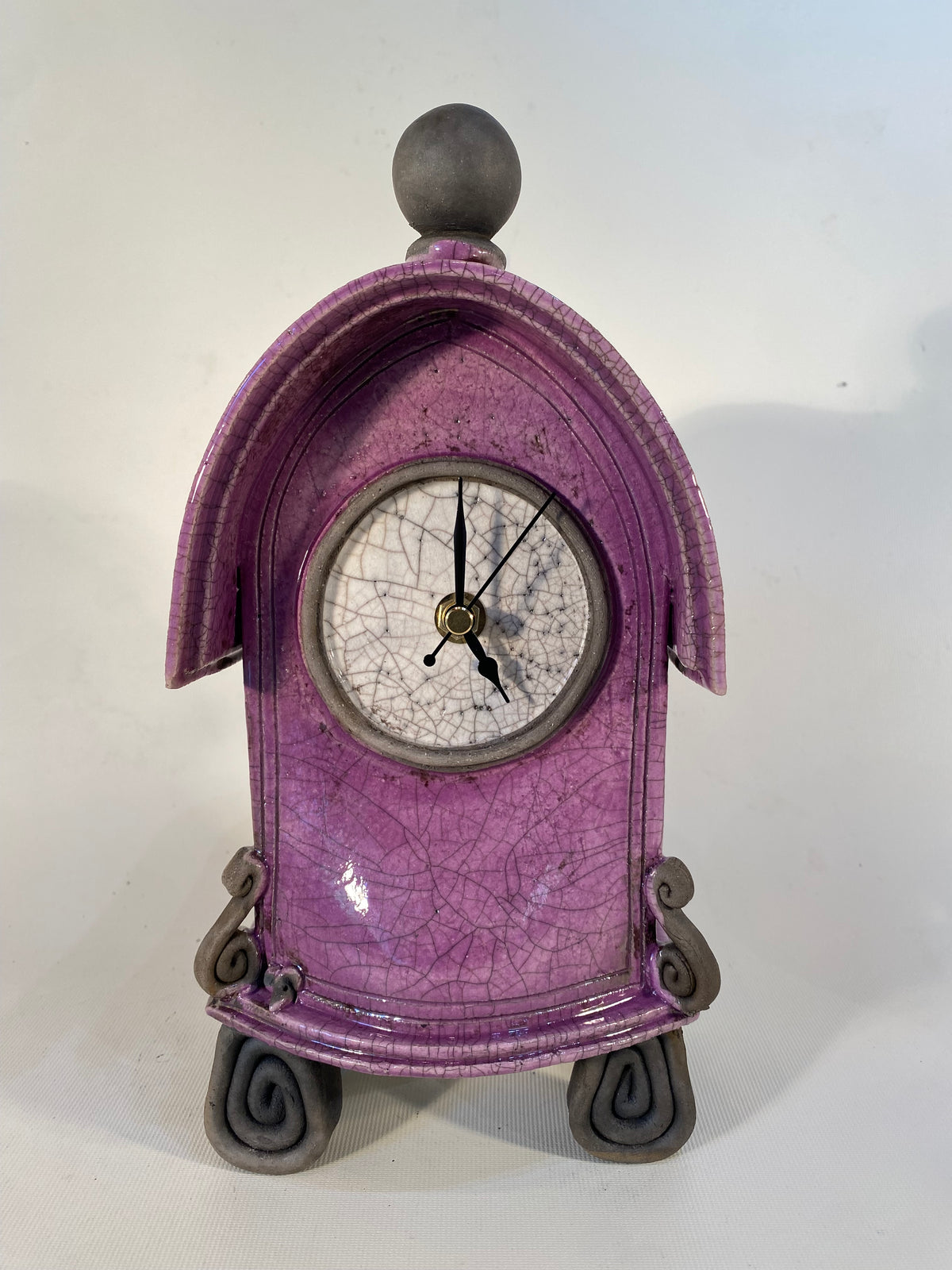 Medium Mauve Raku Mantle Clock