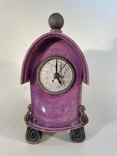 Medium Mauve Raku Mantle Clock