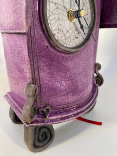 Medium Mauve Raku Mantle Clock
