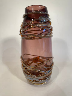 Silver and Red Trailing vase