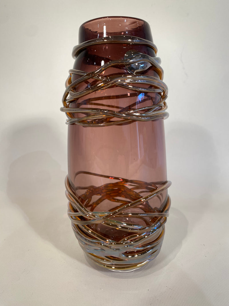 Silver and Red Trailing vase