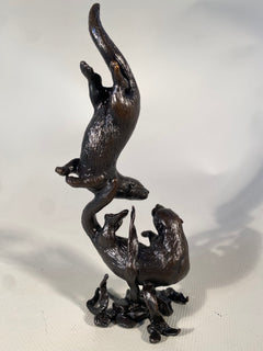 Bronze Otter Pair Playing