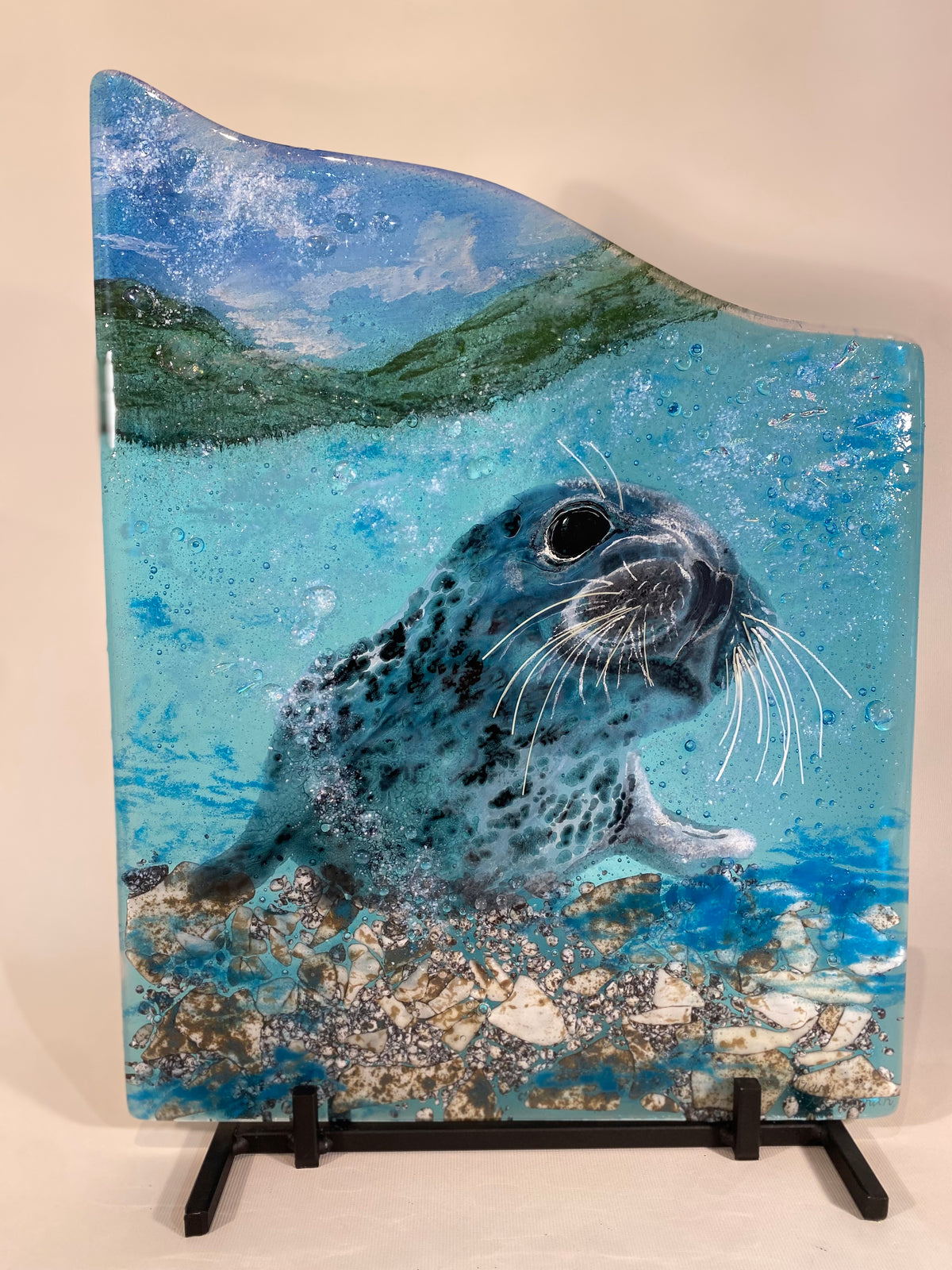 "The Searching Seal" Fused Glass Panel