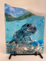 "The Searching Seal" Fused Glass Panel