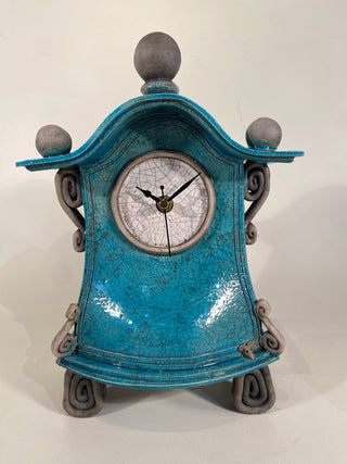 Turquoise Raku clock