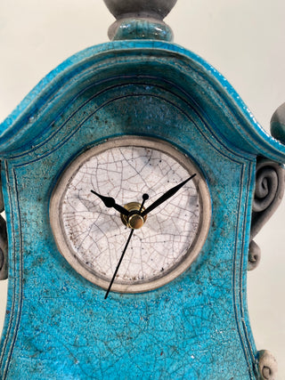 Turquoise Raku clock