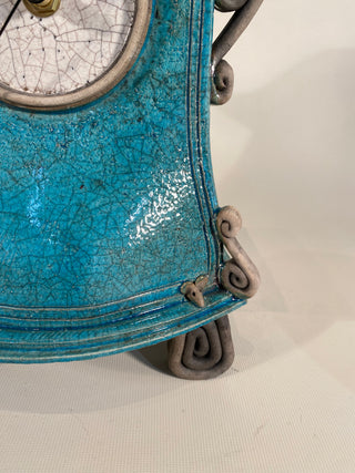 Turquoise Raku clock