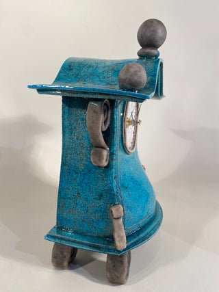 Turquoise Raku clock