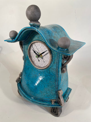 Turquoise Raku clock