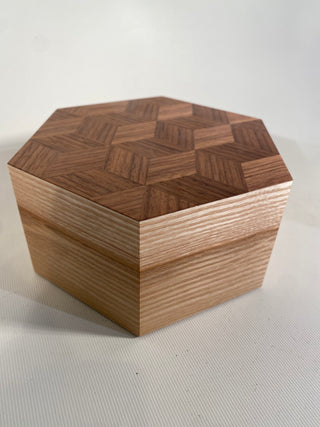 Hexagonal Walnut Ash Box