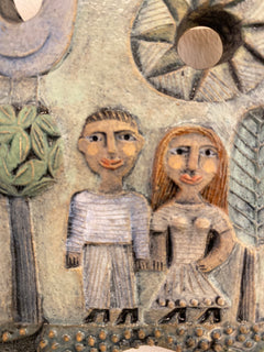 Man Woman Dog Ceramic Panel